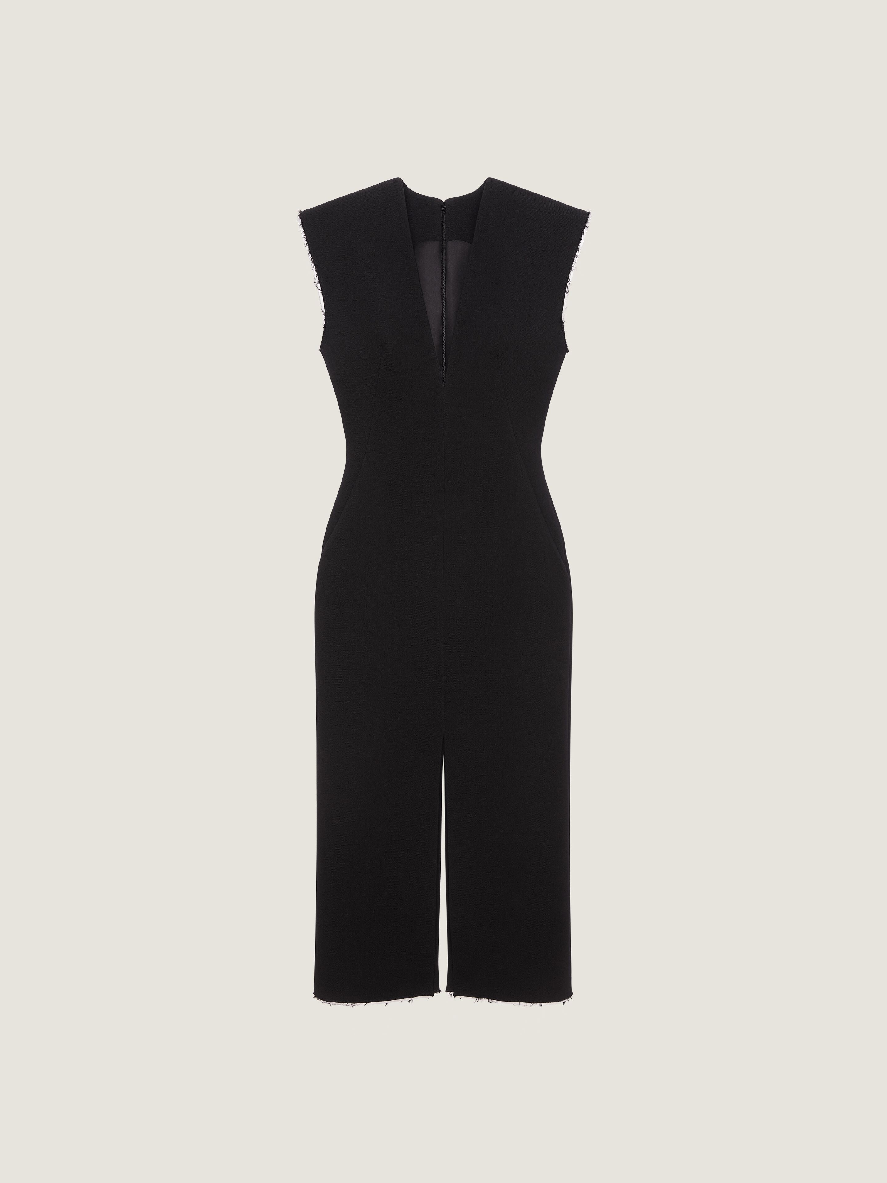 V-neck pencil dress in wool